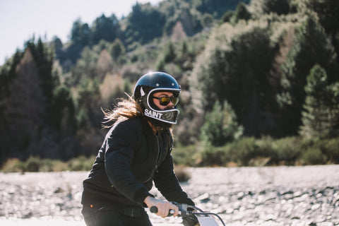 solo rider with long hair