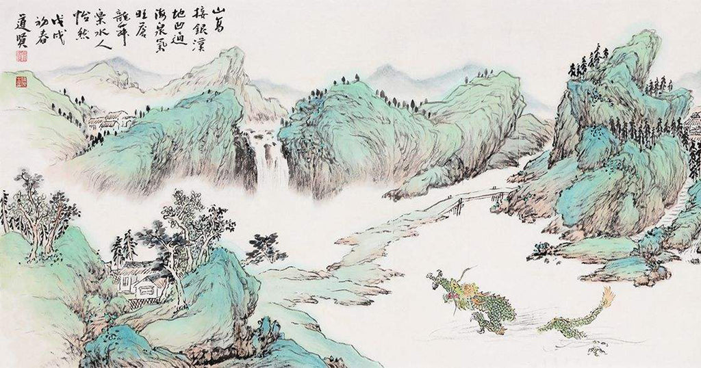 Peinture-chinoise-avec-dragon