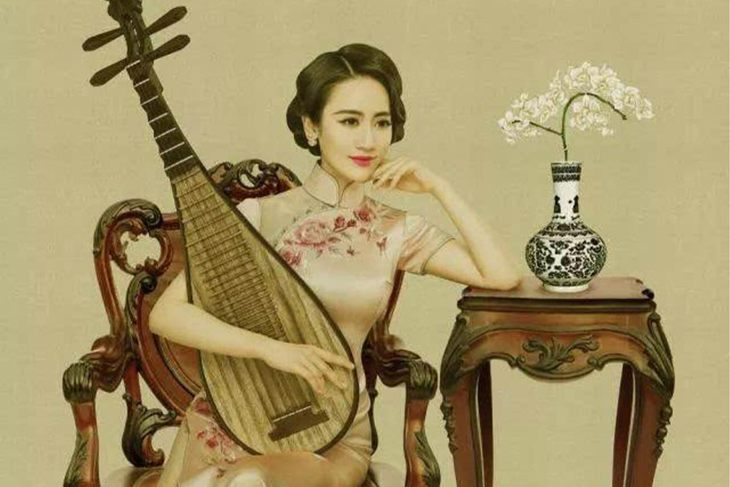 peinture-chinois-intrument-de-musique