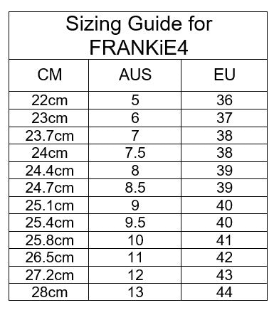 FRANKIE4 Size Guide – Shannons Shoes