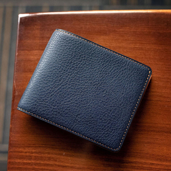 DV Leather Wallet with Coin Purse and Inside Secret Zip Compartment Blue