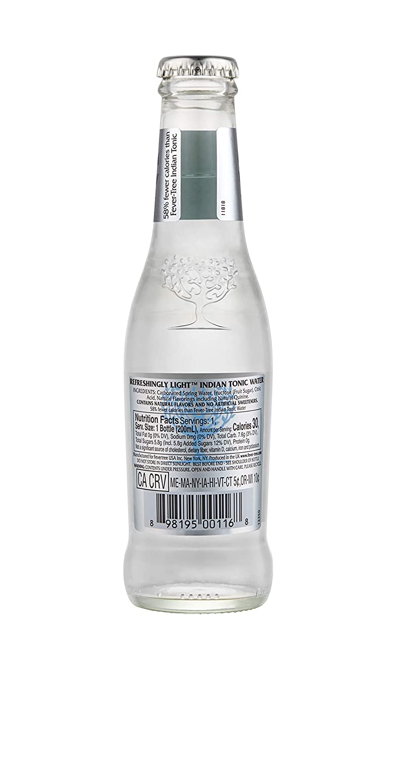 Fever-Tree Refreshingly Light Indian Tonic Water 200ml Glass Bottle Pack of 24