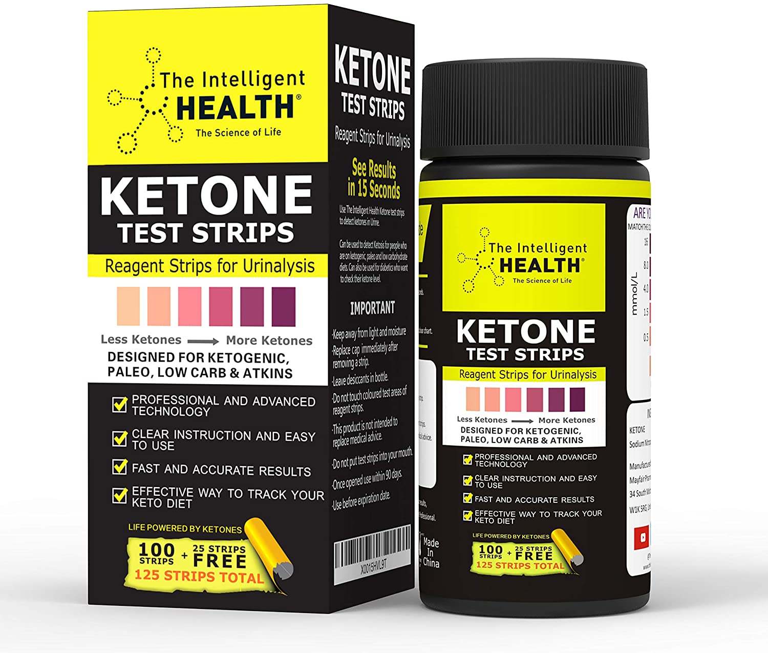 Ketone Test Strips Keto Urine Test Sticks 125 Strips Pack Ovilcare 2926