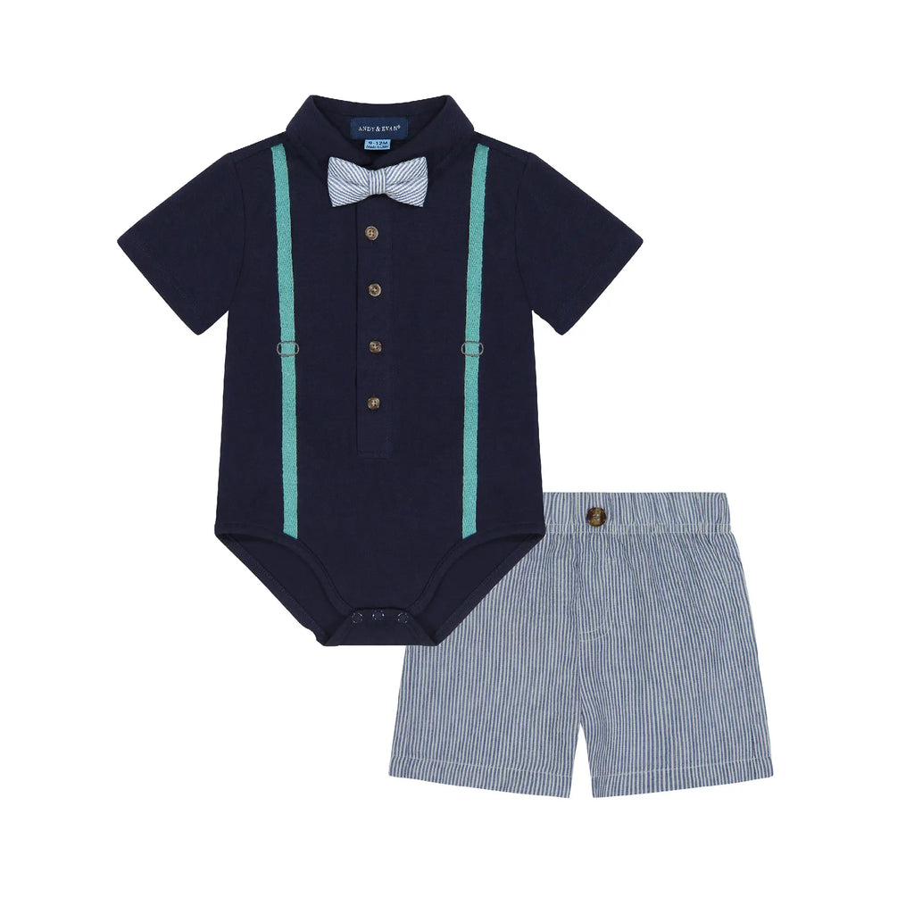 Tuxedo Suspender Short Set – Little Trends Boutique