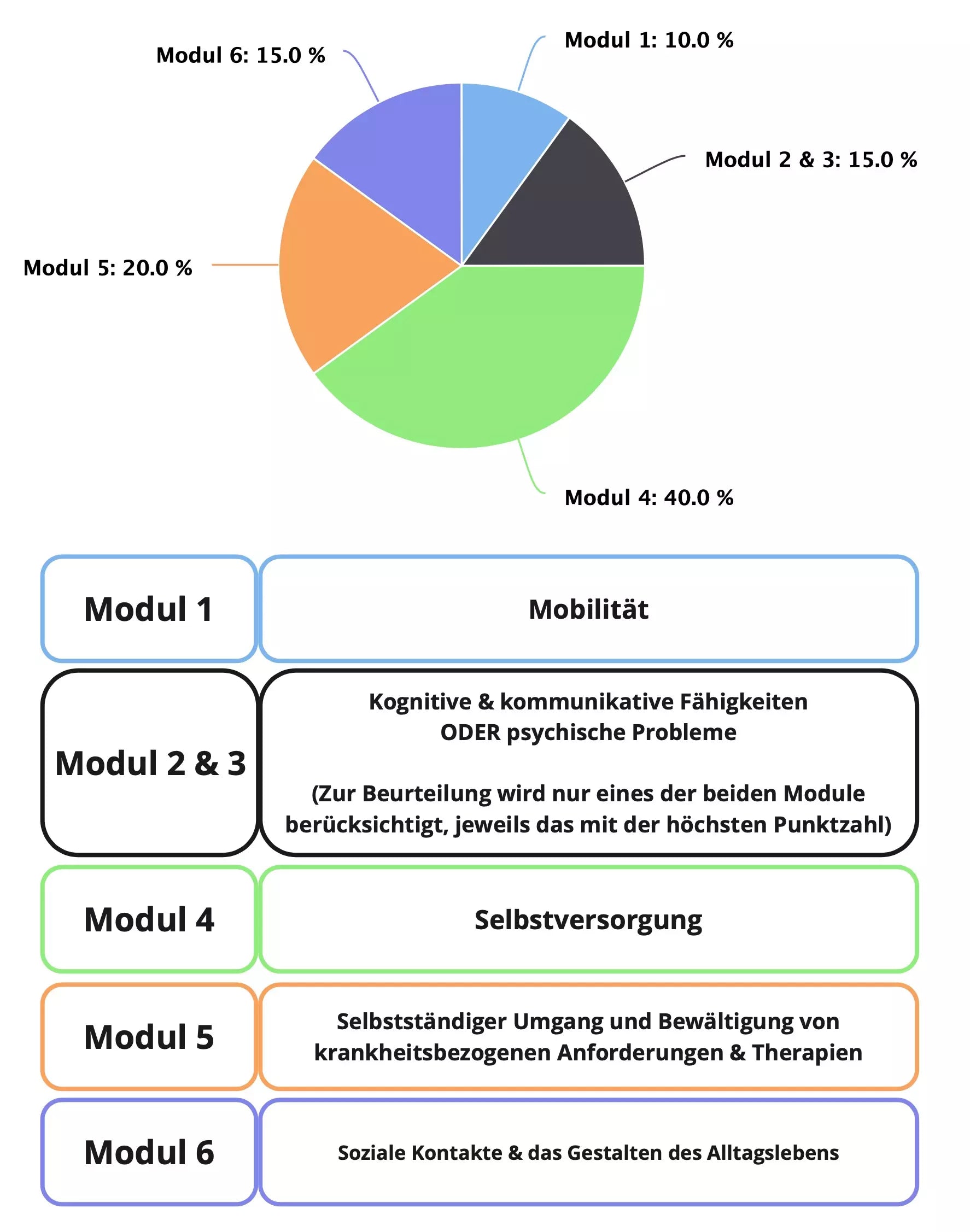 Module bei der Pflegebegutachtung