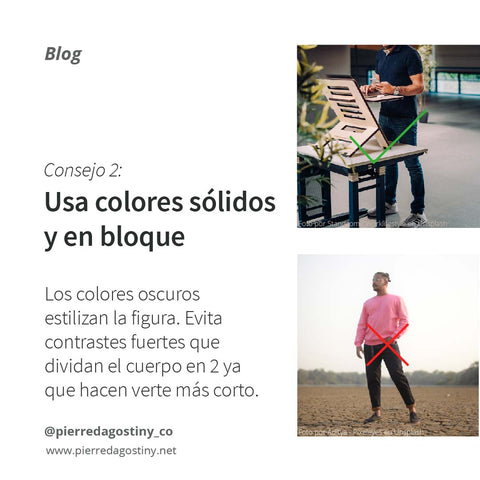 Usa ropa de color en bloques sólidos