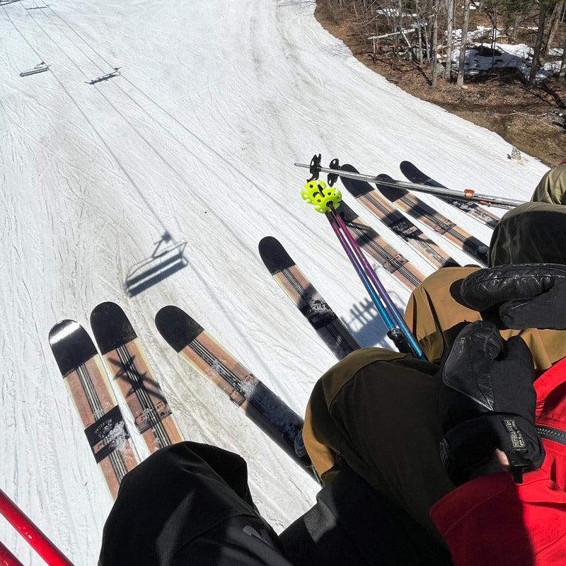 testing proto skis on the mountain