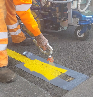 Redcar & Cleveland Borough Council and ES Roadliner Line Marking Machine being tested