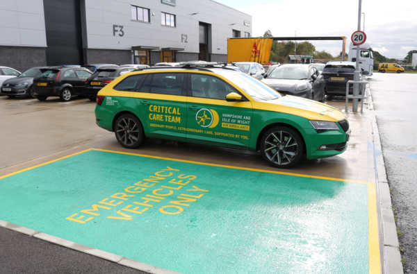 Air Ambulance Vehicle next to completed parking bay