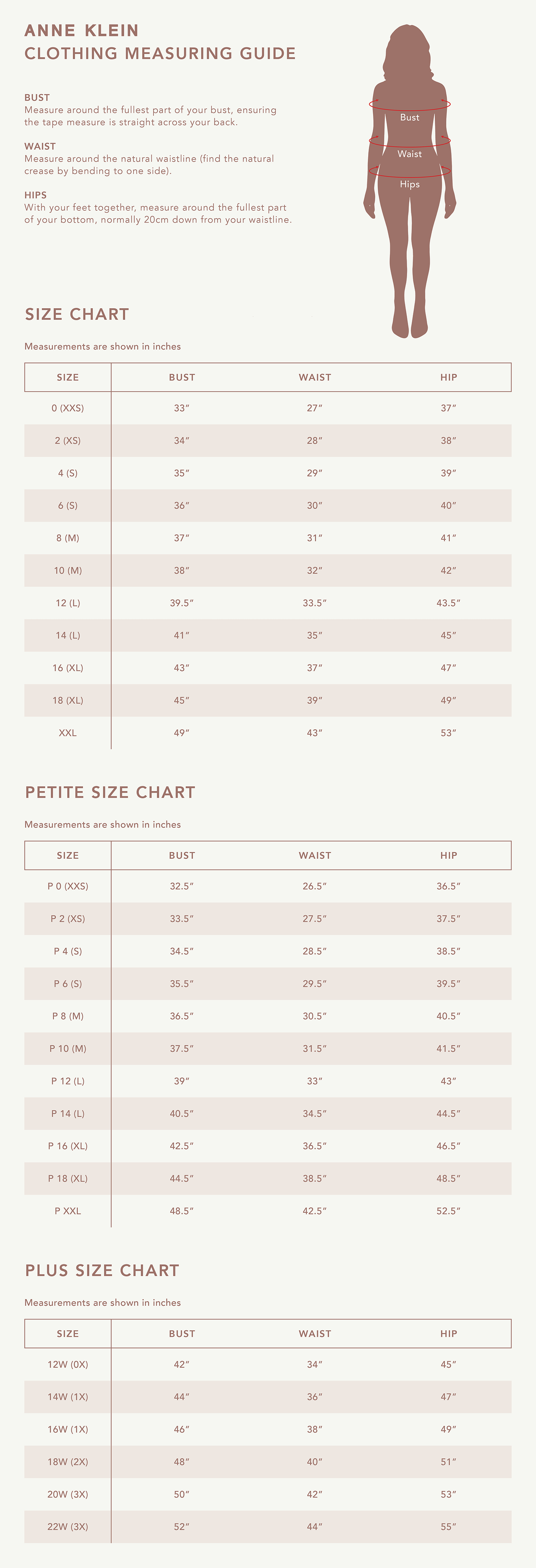 clothing size chart