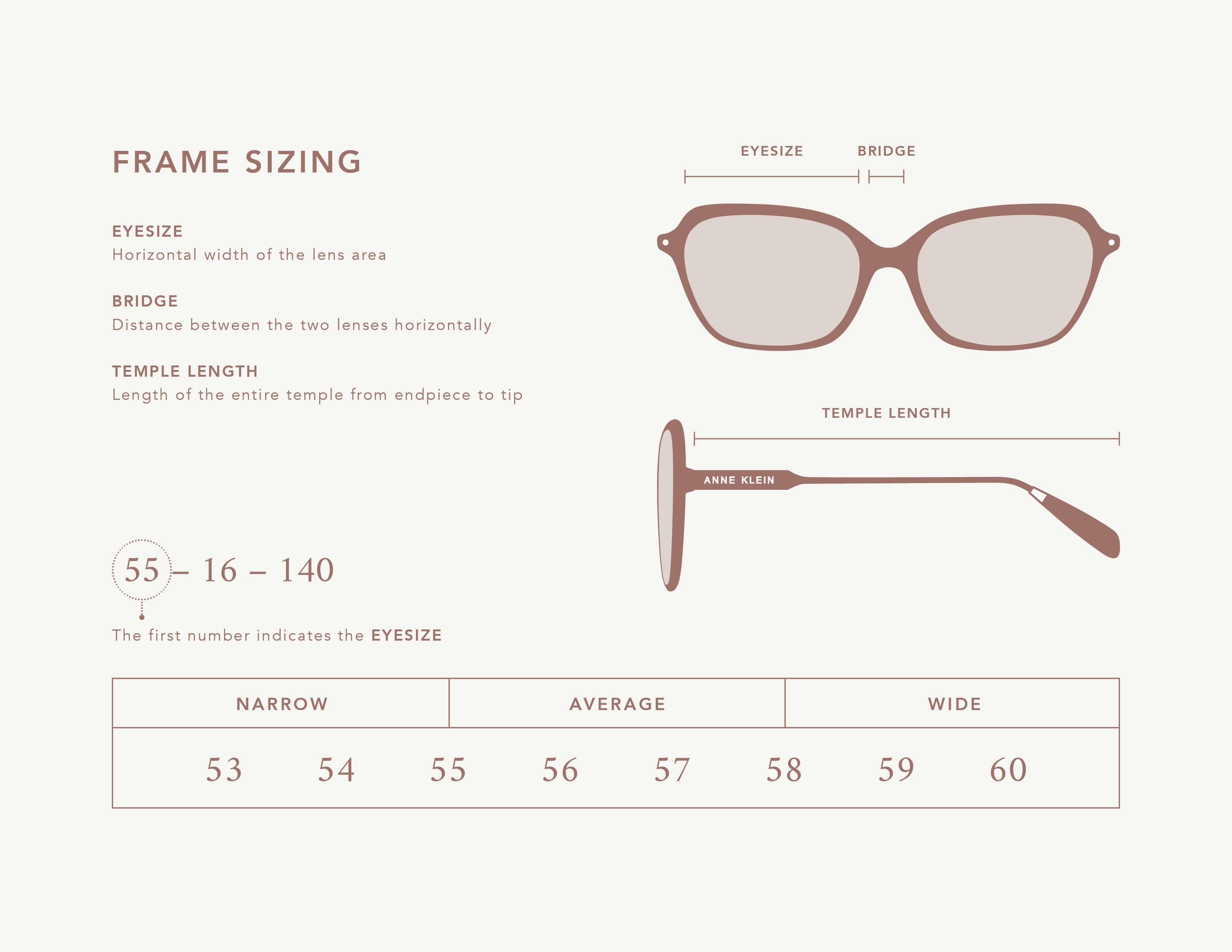 eyewear size chart