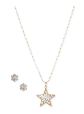 Anne Klein Crystal Star Pendant with Earring Set in Gift Box