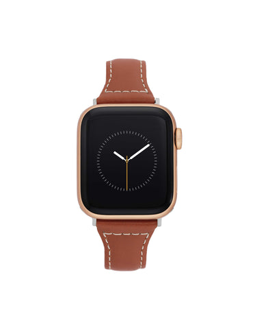 brown stitched leather band for apple watch