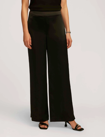 Montreal Satin High Rise Side Zip Wide Leg Pant