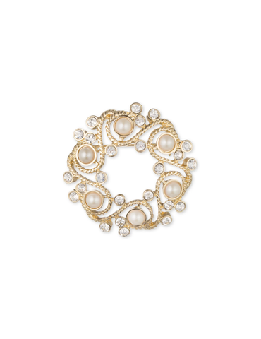 Faux Pearl Wreath Brooch