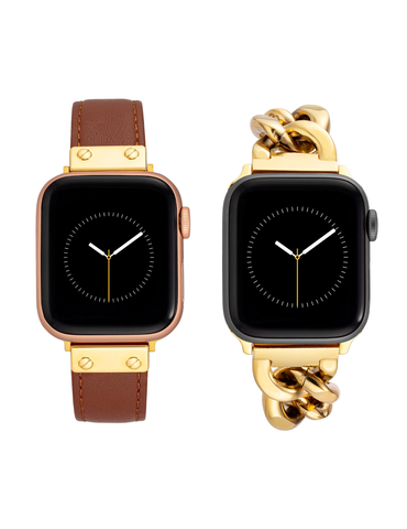 Chain Bracelet and Leather Band for Apple Watch from Anne Klein