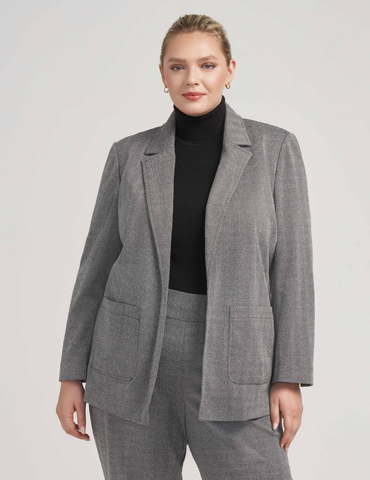 Model wearing the  Notched Collar Jacket With Patch Pockets from Anne klein