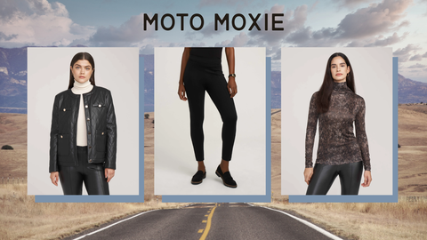 Moto Moxi copy with three images of models wearing Anne Klein product