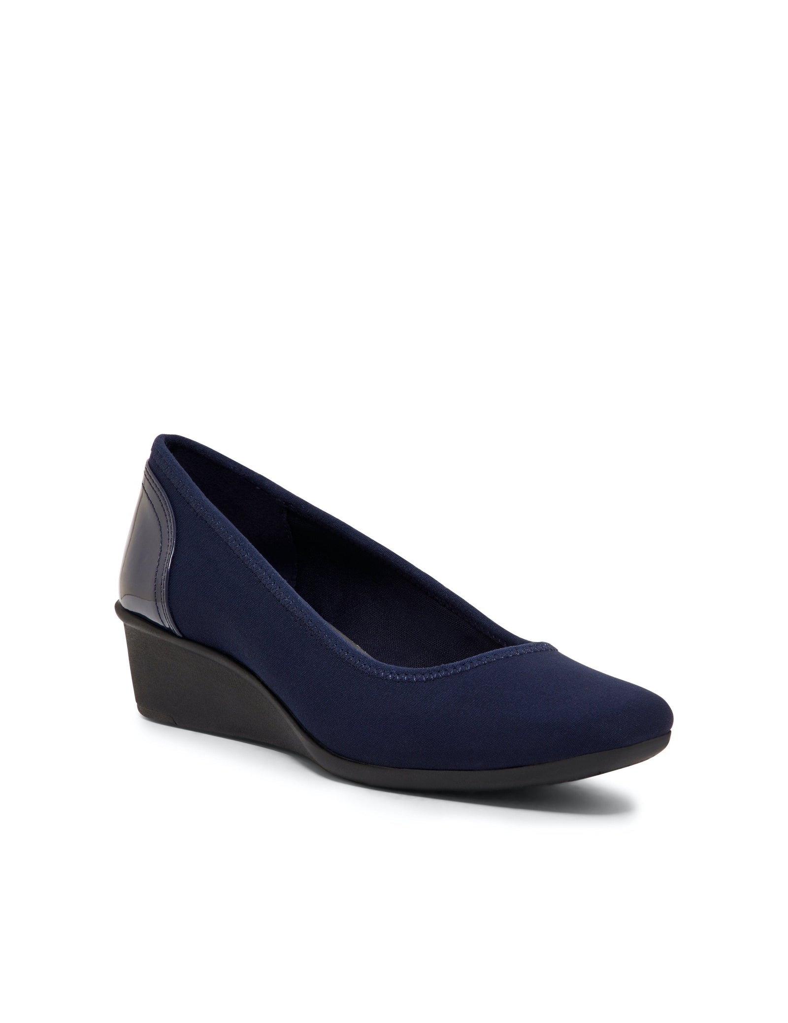 anne klein navy wedge shoes