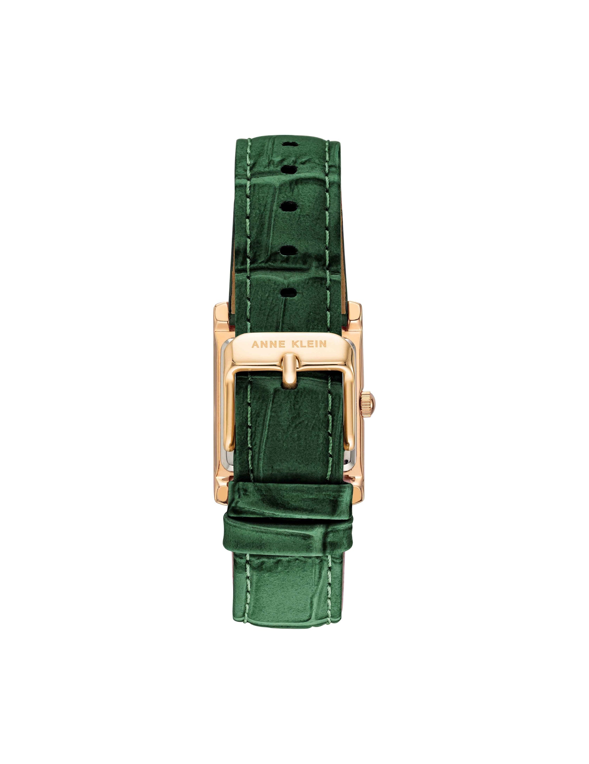 Anne Klein Square Case Leather Strap Watch