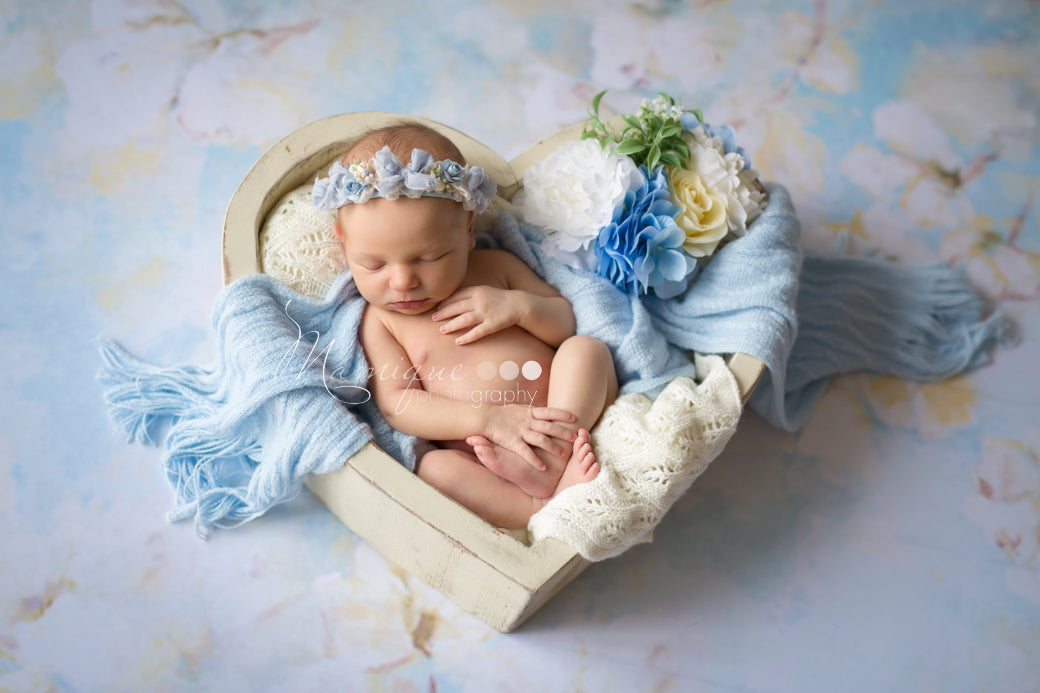 Floral Light Blue Backdrop Elegant Backdrop for Photography