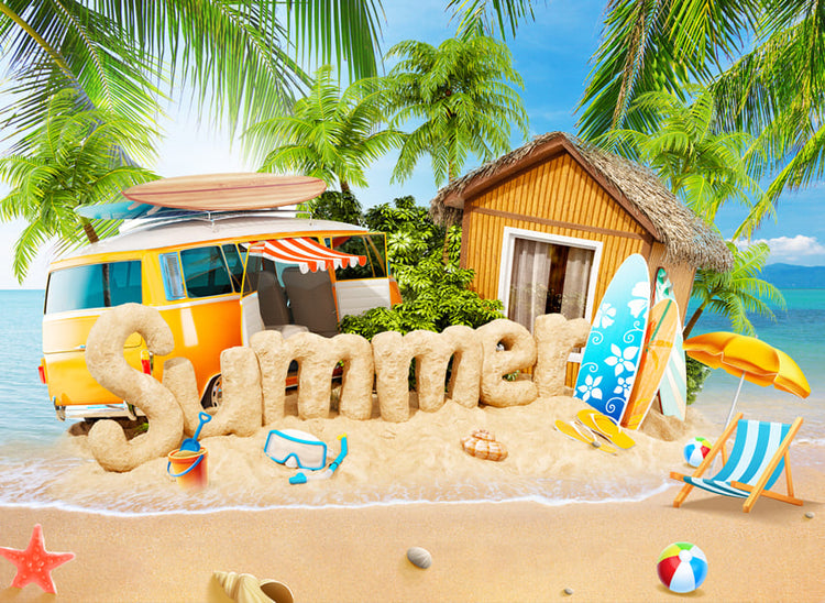 Summer Beach Sand Tropical Island Backdrop M5-124 – Dbackdrop