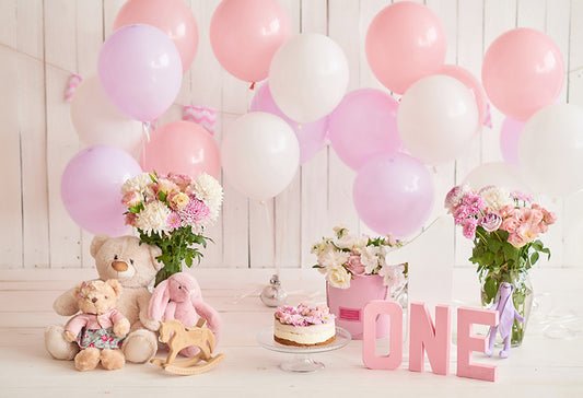 Pink White Balloons 1st Birthday Backdrop for Baby Photography lv-1644 –  Dbackdrop