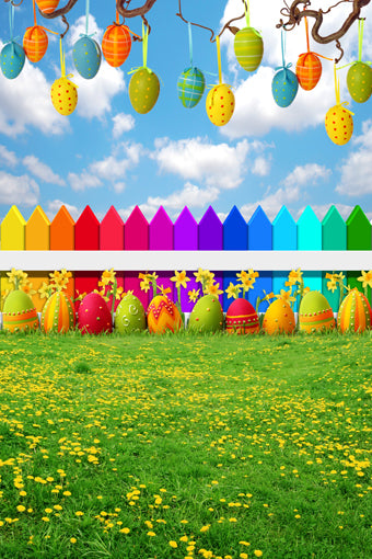 Easter Eggs Green Grass Yellow Flowers Photo Studio Backdrop GE-043 –  Dbackdrop