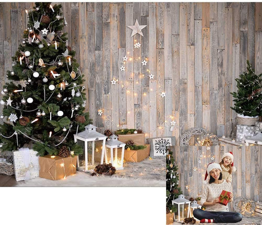 Christmas Lights Fireplace Xmas Tree Room Decor Background LV-978