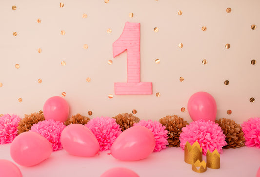 Flower Wall Ballons Pink Backdrop for Baby Girl 1st Birthday Photograp –  Dbackdrop