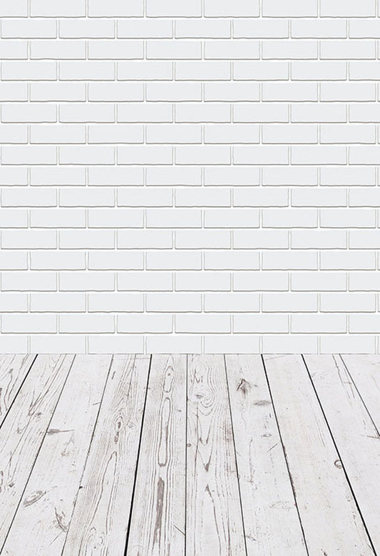 Grey Vintage Brick Wall Wood Floor Background for Pictures LV-949
