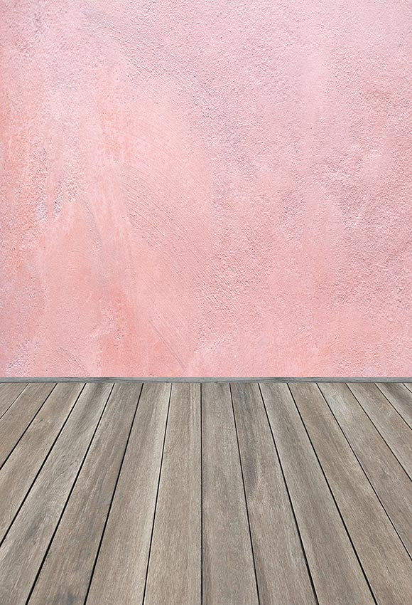 Pink Concrete Wall Texture Wood Floor Photography Backdrop LV-1492 ...