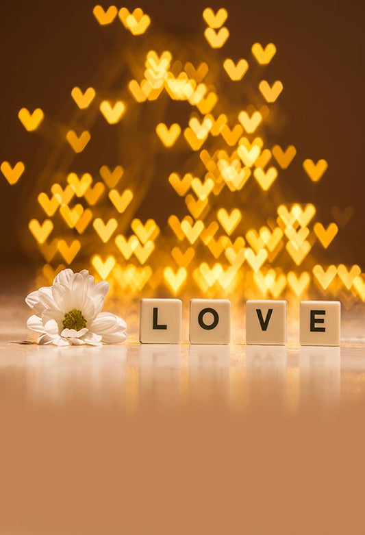 Golden Glitter Love Heart Romantic Backdrop for Pictures LV-1371