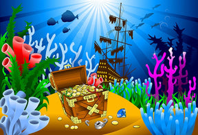 Octopus Pirate Underwater Treasure Coral Photography Backdrop LV-475 ...