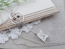 Load image into Gallery viewer, Sterling Silver Cherry Blossom Fairy Garden Key
