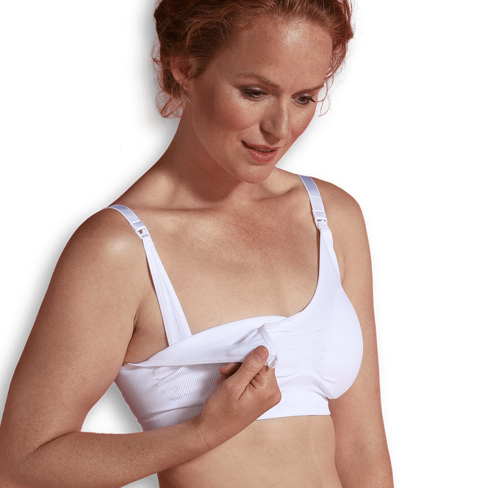 Carriwell Organic Crossover Nursing Bra Sleep and Pregnancy Bra with Soft  Lace Ideal for Night Use Organic Cotton Non-Wired Seamless White XL, Grey -  charcoal : : Fashion