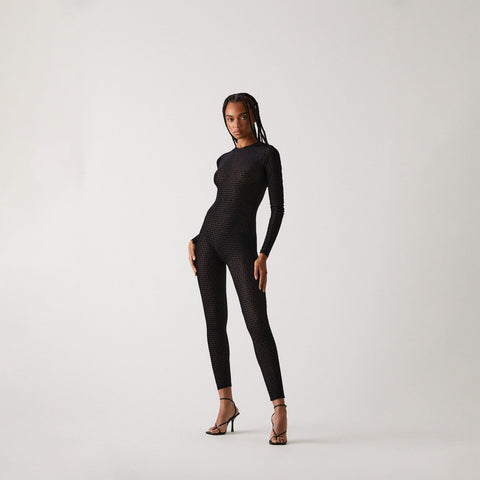 SAMIMIRO VINTAGE Size M Black Nylon Elastane See Through Body suit