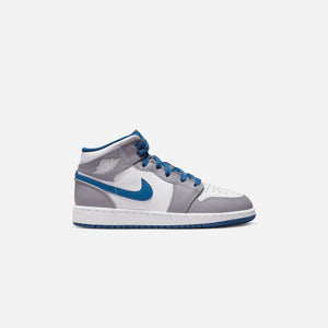 Nike GS Air Jordan 1 Mid - Cement Grey / White / True Blue – Kith