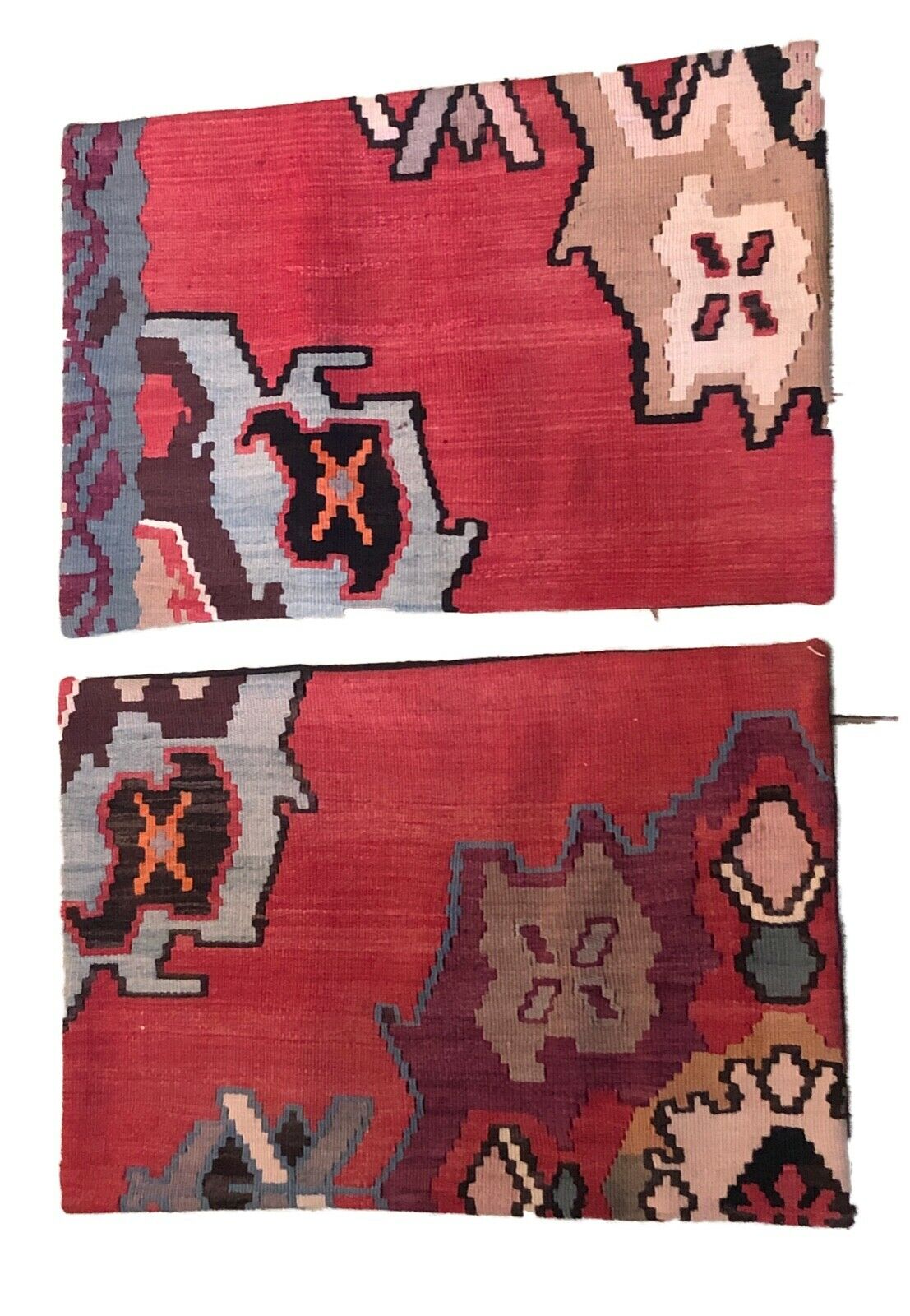 Superb Set of 2 Custom Made Old Turkish  Tribal Kilim Pillows Cover 16" by 24"
