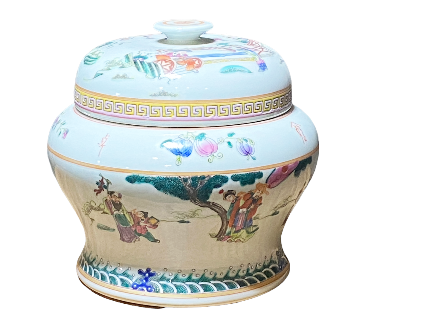 #4822 Chinoiserie Porcelain Famille Rose Ginger Jar 9.5" H