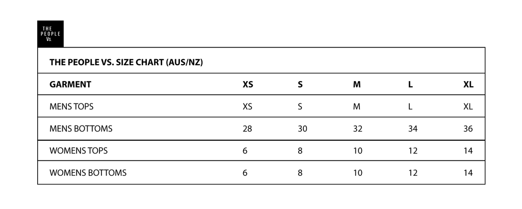 Size Guide | The People Vs