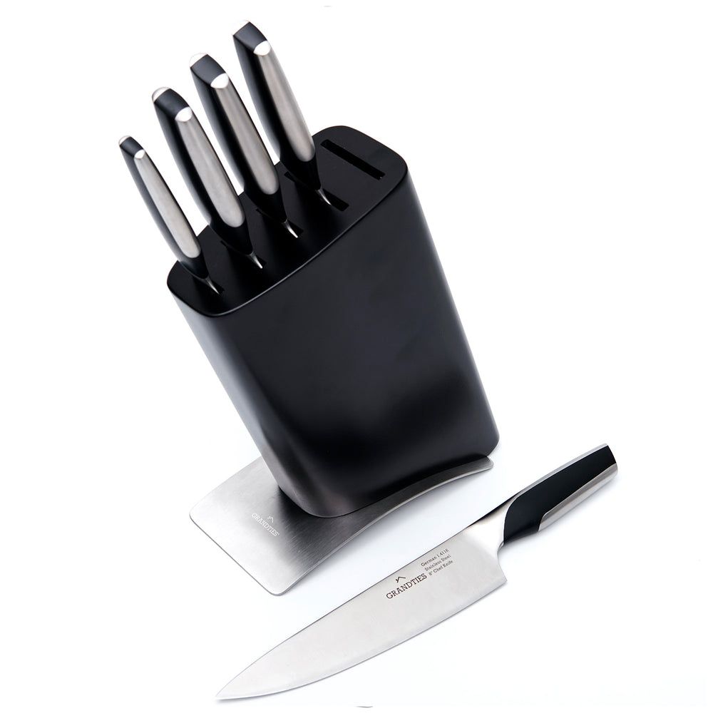 GATESUER 6 Piece High Carbon Stainless Steel Knife Block Set