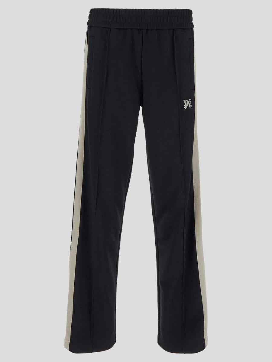 Shop Palm Angels Trousers In Blackoffwhite