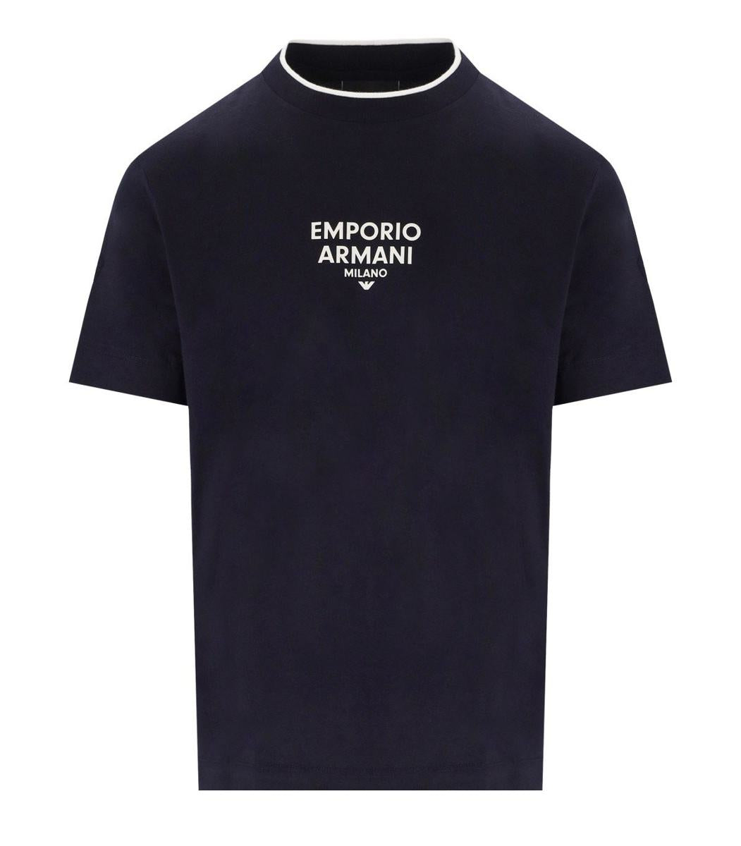 Shop Emporio Armani Ea Milano Navy Blue T-shirt
