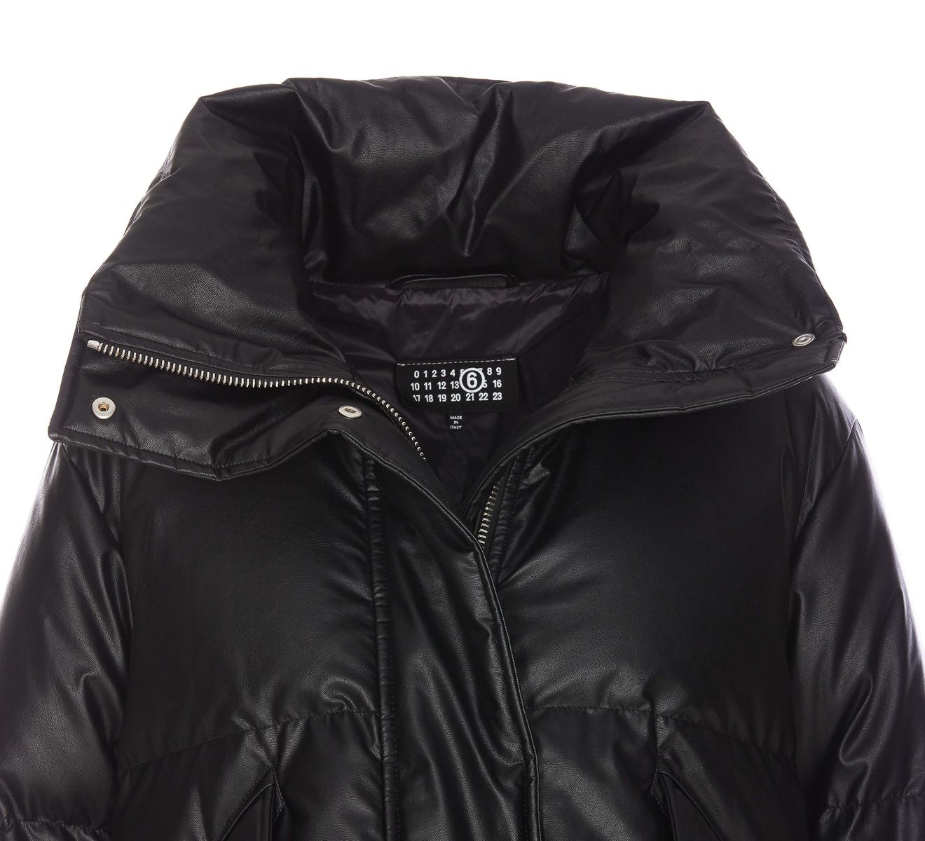 Shop Mm6 Maison Margiela Nylon High-neck Down Jacket In Black