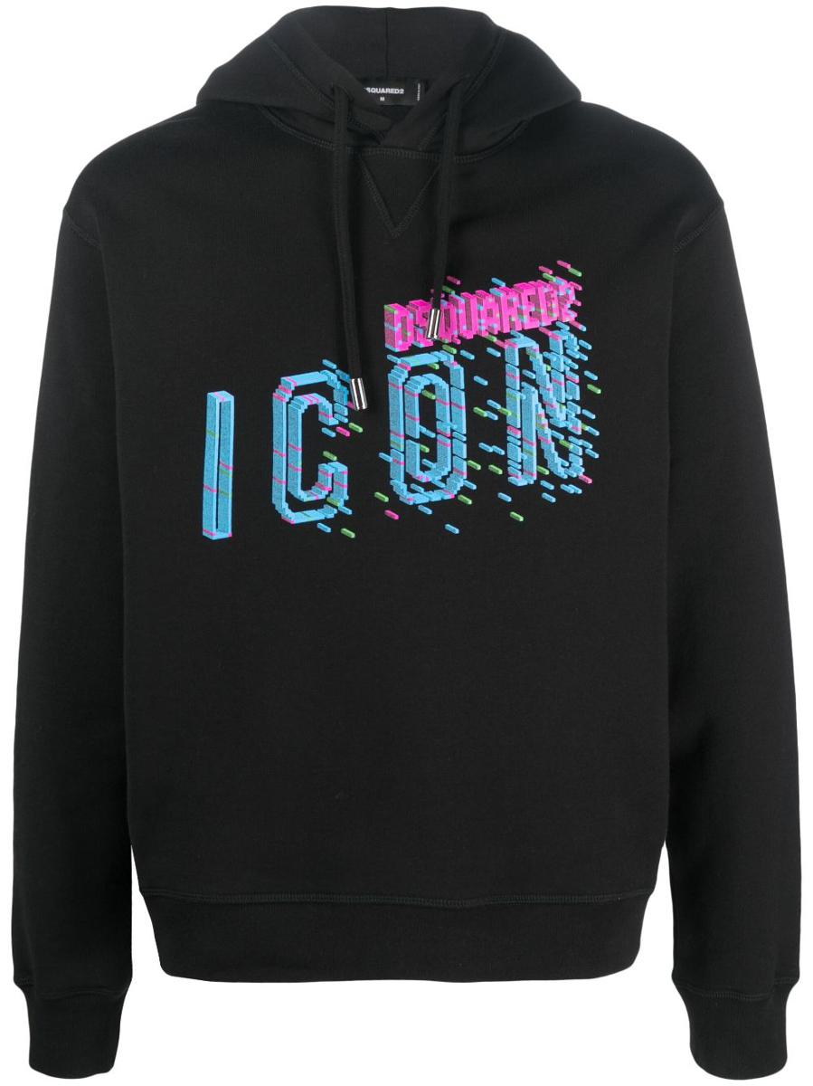 Shop Dsquared2 Pixeled Icon Cool Fit Hoodie Clothing In Black