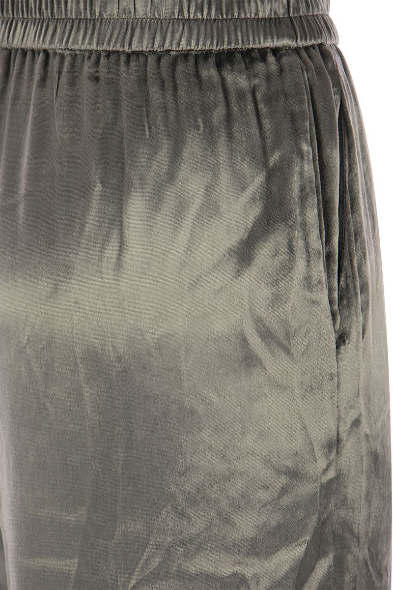 Shop Red Valentino Liquid Velvet Trousers In Silver