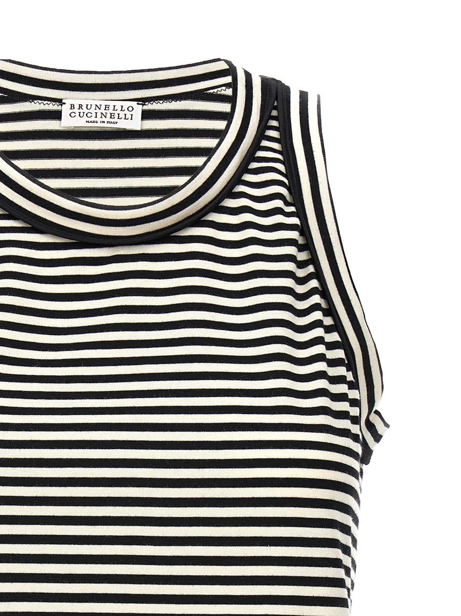 Shop Brunello Cucinelli Striped Tank Top In White/black