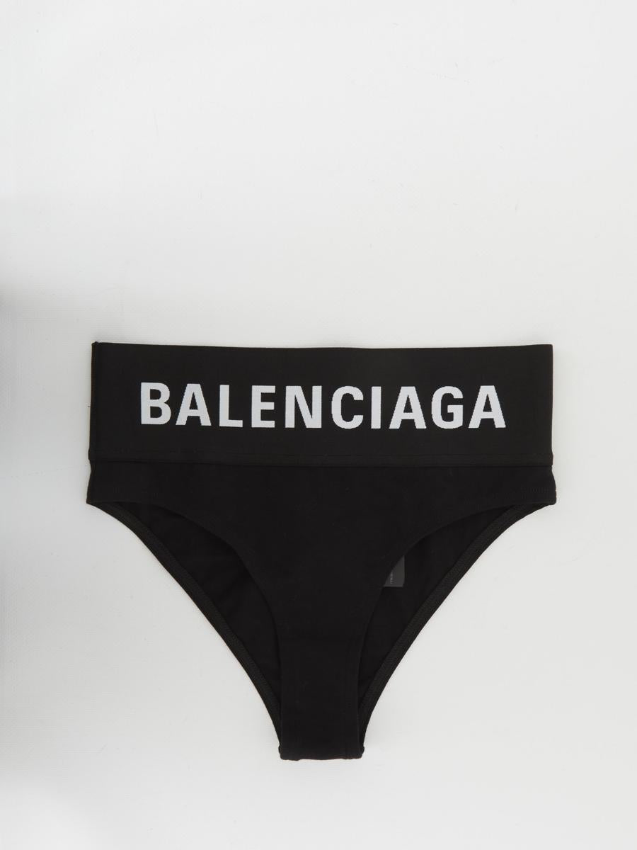 Balenciaga Elastic Briefs With Logo In Black
