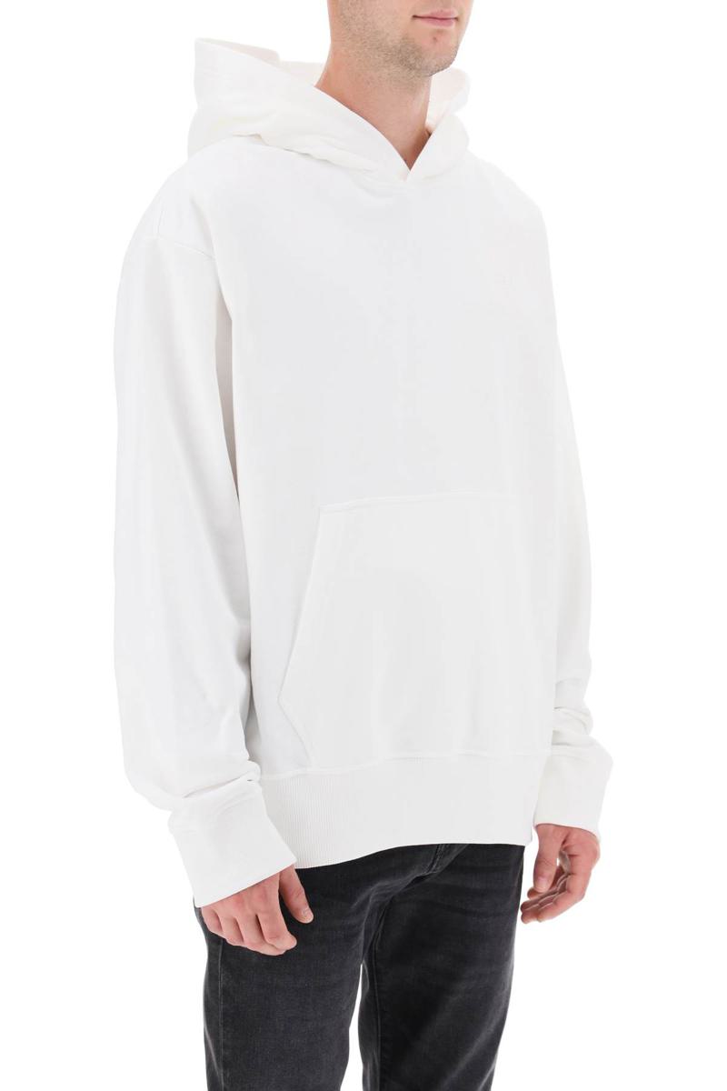 Shop Diesel 's-macs-hood-megoval' Hoodie With Logo Embroidery In Bianco